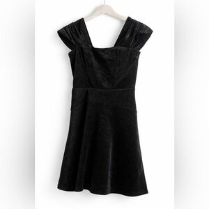 Express Black Velvet Mini Dress with Square Neck